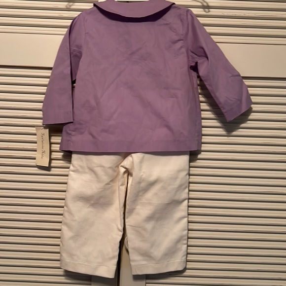 FANTAISIE KIDS Embroidered Lavender Top & Ivory Corduroy Pants - Picture 2 of 9